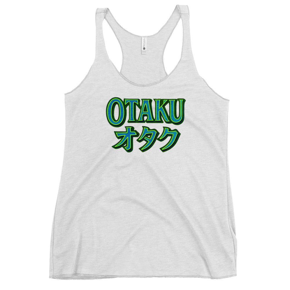 Otaku オタク graphic on women's racerback tank, front view