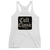 Cult Classic graphic on women's racerback tank, front view