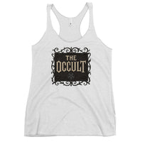The Occult graphic on women's racerback tank, front view