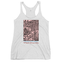 Feast of the Impaler graphic on women's racerback tank, front view
