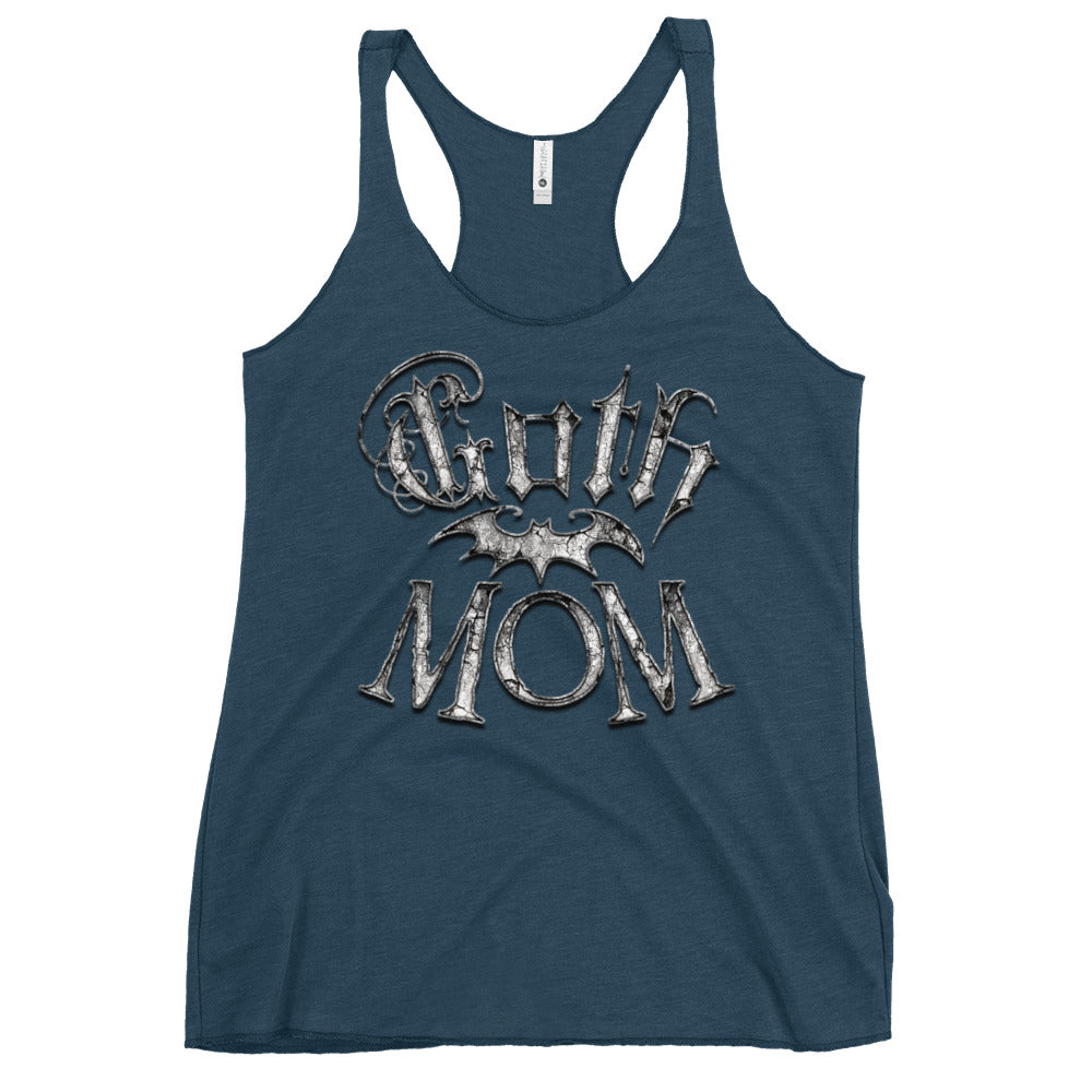 White Goth Mom with Bat Mother's Day Women's Racerback Tank Top Shirt