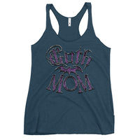 Goth Mom Bat graphic on women's racerback tank, front view