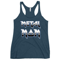 Metal Mom graphic on women's racerback tank, front view