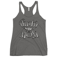 Goth Mom Bat graphic on women's racerback tank, front view