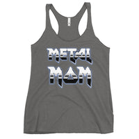 Metal Mom graphic on women's racerback tank, front view
