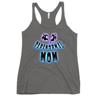 Paranormal Ghost Mom graphic on women's racerback tank, front view