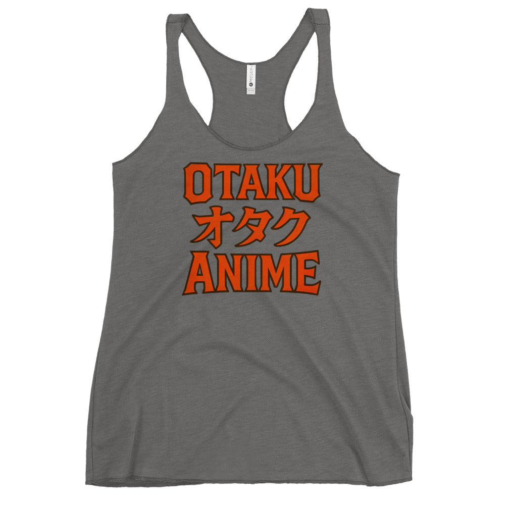 Otaku オタク Anime graphic on women's racerback tank, front view