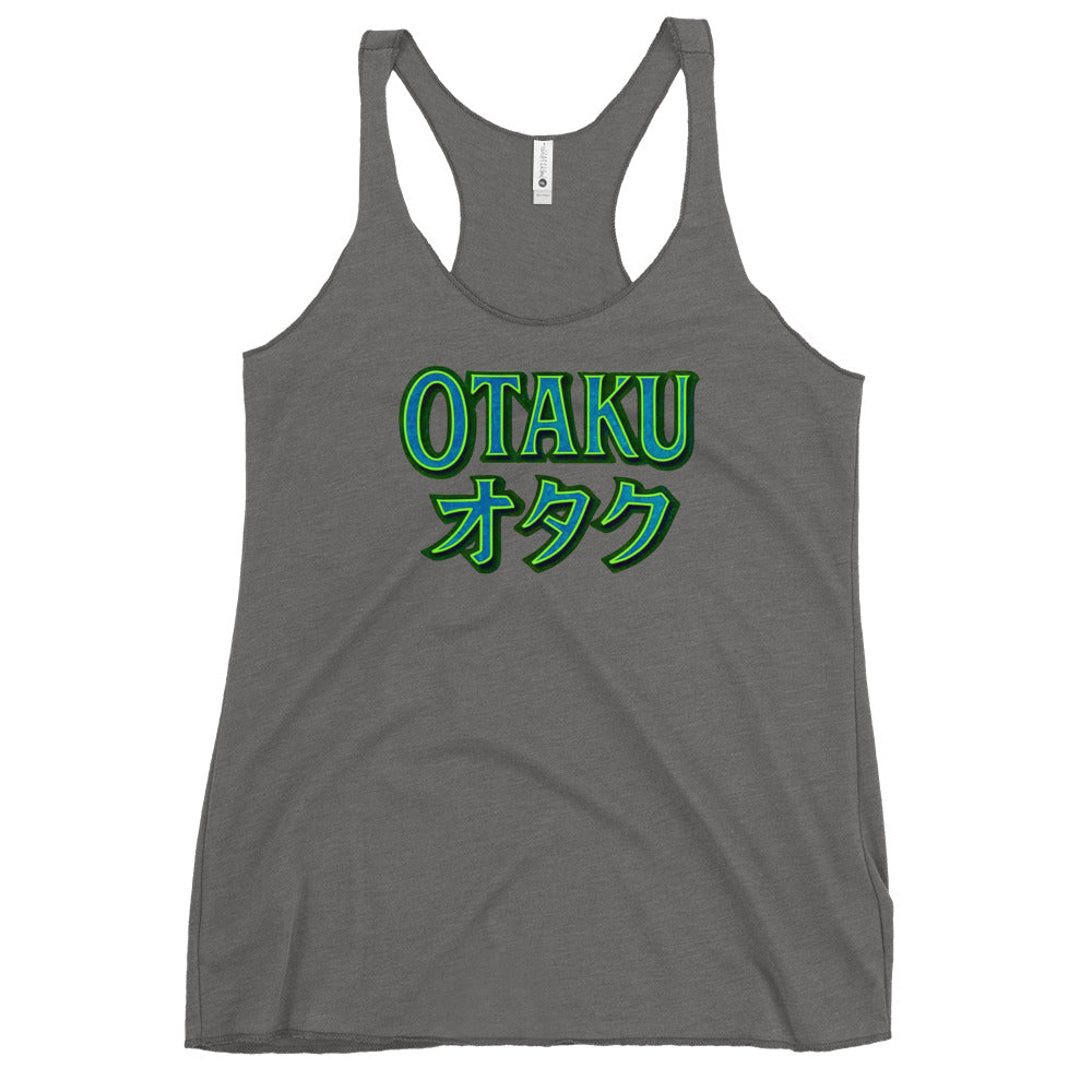 Otaku オタク graphic on women's racerback tank, front view