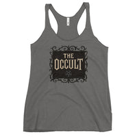 The Occult graphic on women's racerback tank, front view