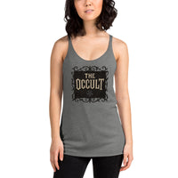The Occult graphic on women's racerback tank, front view