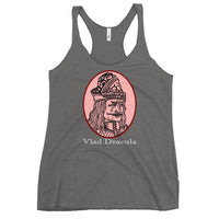 Vlad the Impaler graphic on women's racerback tank, front view