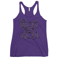 Goth Mom Bat graphic on women's racerback tank, front view