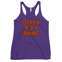 Otaku オタク Anime graphic on women's racerback tank, front view
