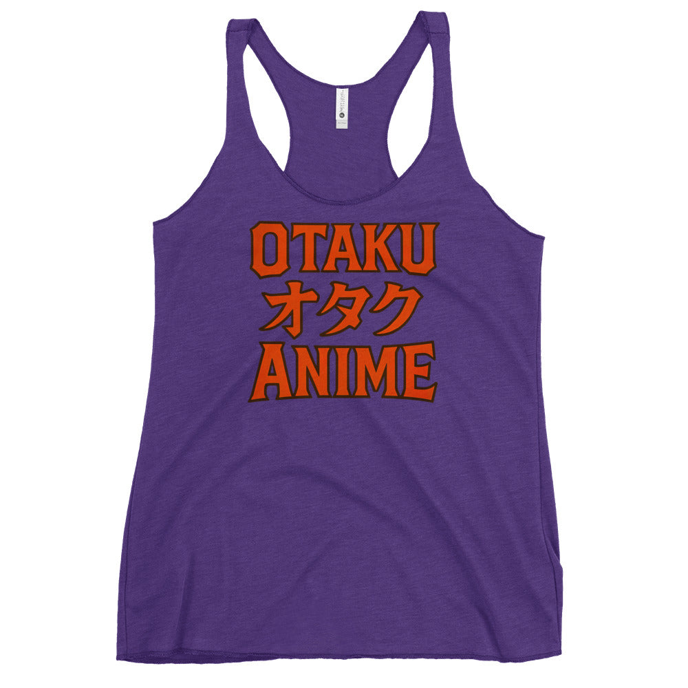 Otaku オタク Anime graphic on women's racerback tank, front view