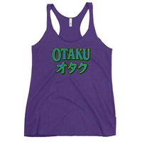 Otaku オタク graphic on women's racerback tank, front view