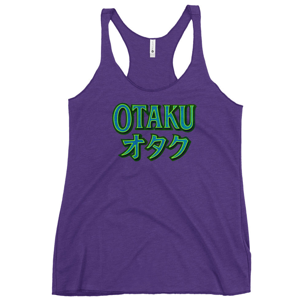 Otaku オタク graphic on women's racerback tank, front view