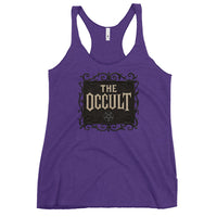 The Occult graphic on women's racerback tank, front view