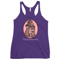 Vlad the Impaler graphic on women's racerback tank, front view