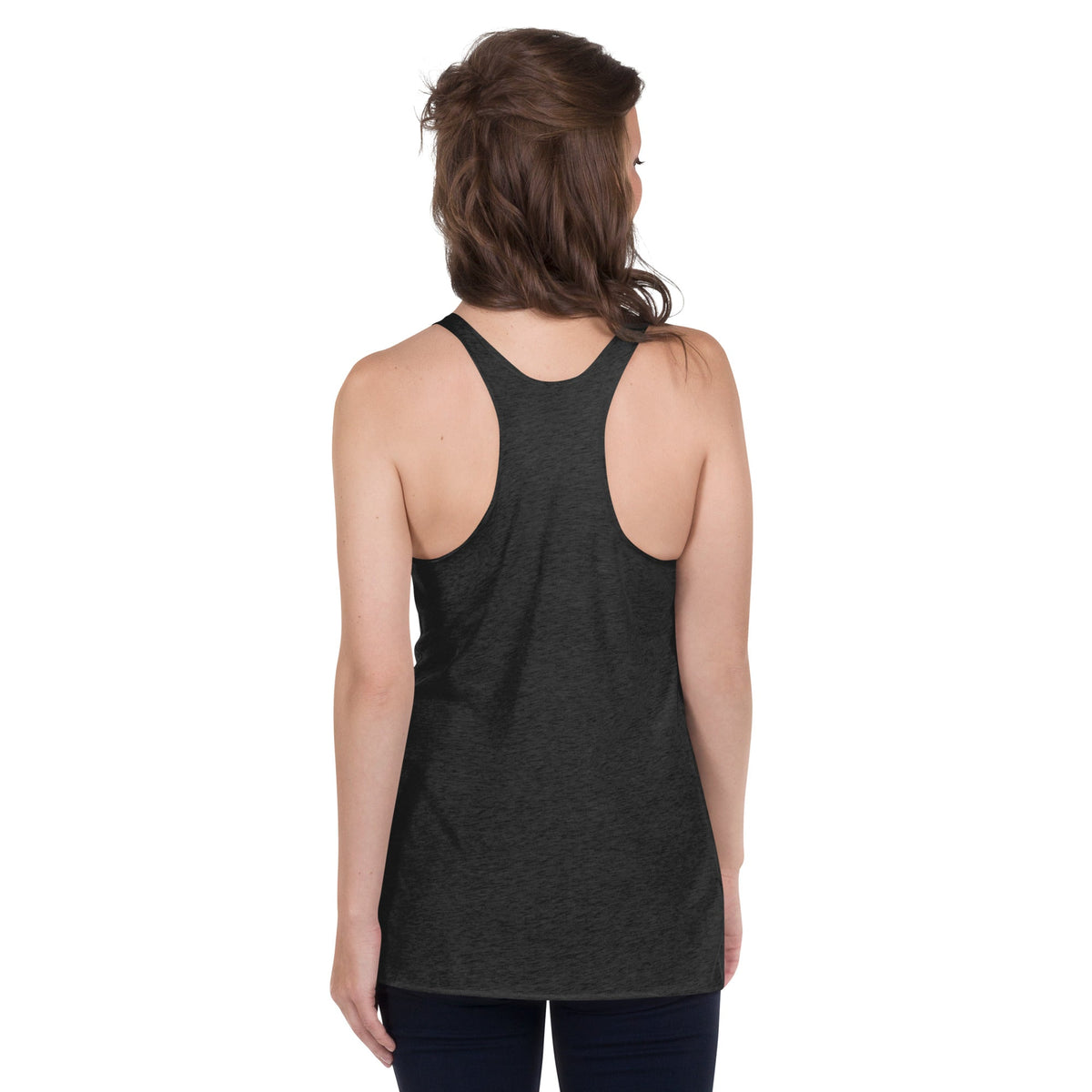 Women's racerback tank top, back view