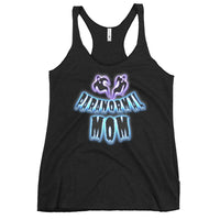 Paranormal Ghost Mom graphic on women's racerback tank, front view