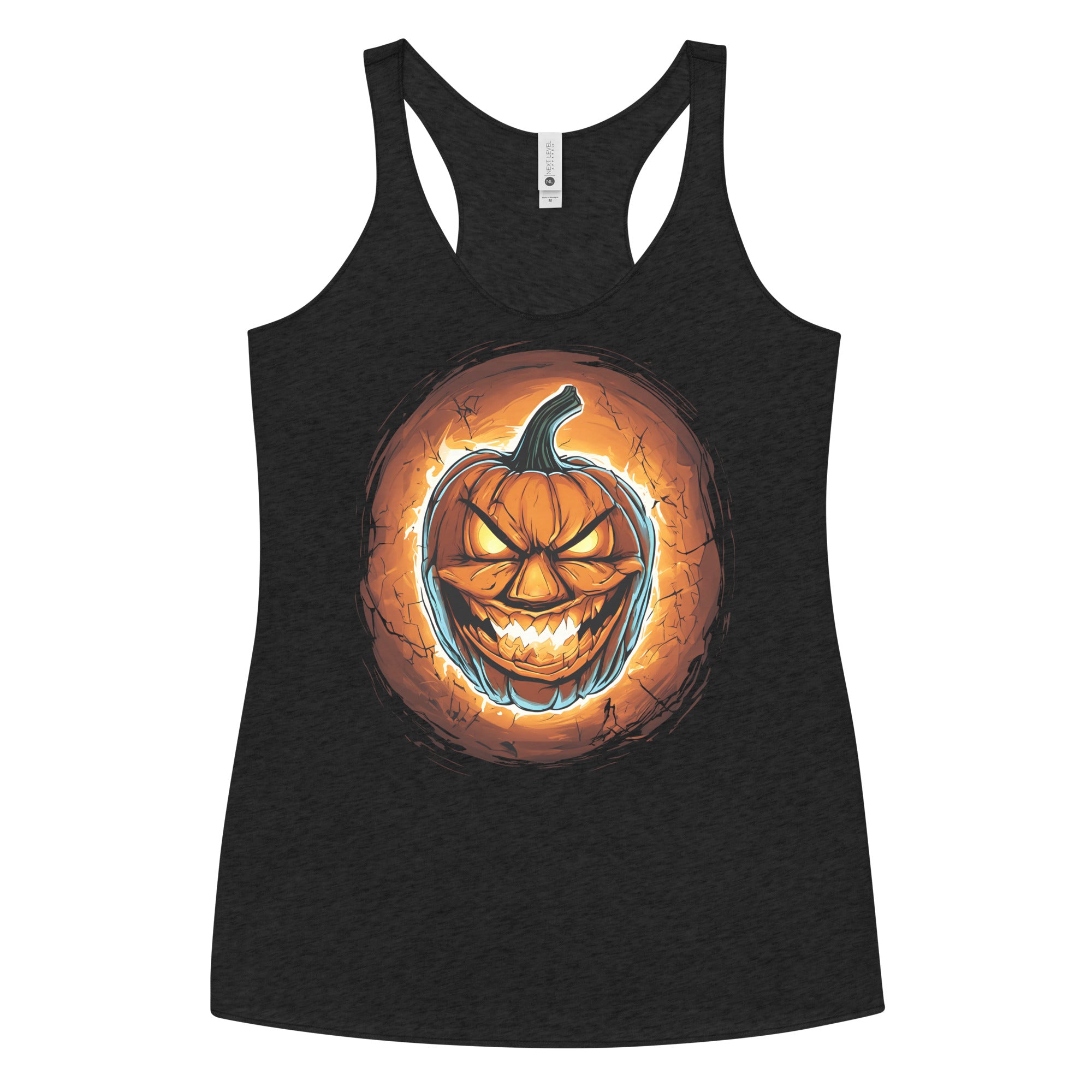 Halloween Fire Pumpkin Jack O Lantern Season Women's Racerback Tank Top Shirt