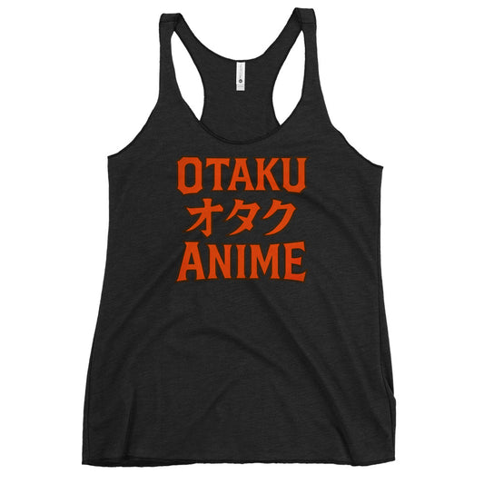 Otaku オタク Anime graphic on women's racerback tank, front view