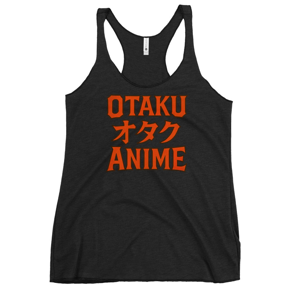 Otaku オタク Anime graphic on women's racerback tank, front view