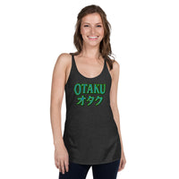 Otaku オタク graphic on women's racerback tank, front view