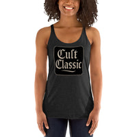 Cult Classic graphic on women's racerback tank, front view