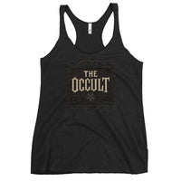 The Occult graphic on women's racerback tank, front view