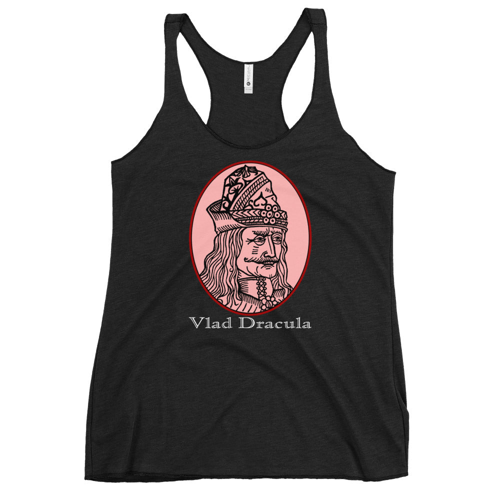 Vlad the Impaler graphic on women's racerback tank, front view
