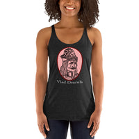 Vlad the Impaler graphic on women's racerback tank, front view