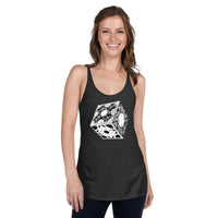 Lament Configuration graphic on women's racerback tank, front view