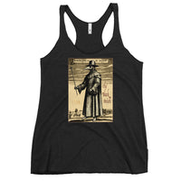 Plague Doctor 1334 graphic on women's racerback tank, front view