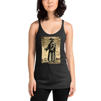 Plague Doctor 1334 graphic on women's racerback tank, front view