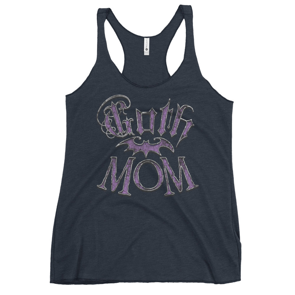 Purple Goth Mom with Bat Mother's Day Women's Racerback Tank Top Shirt