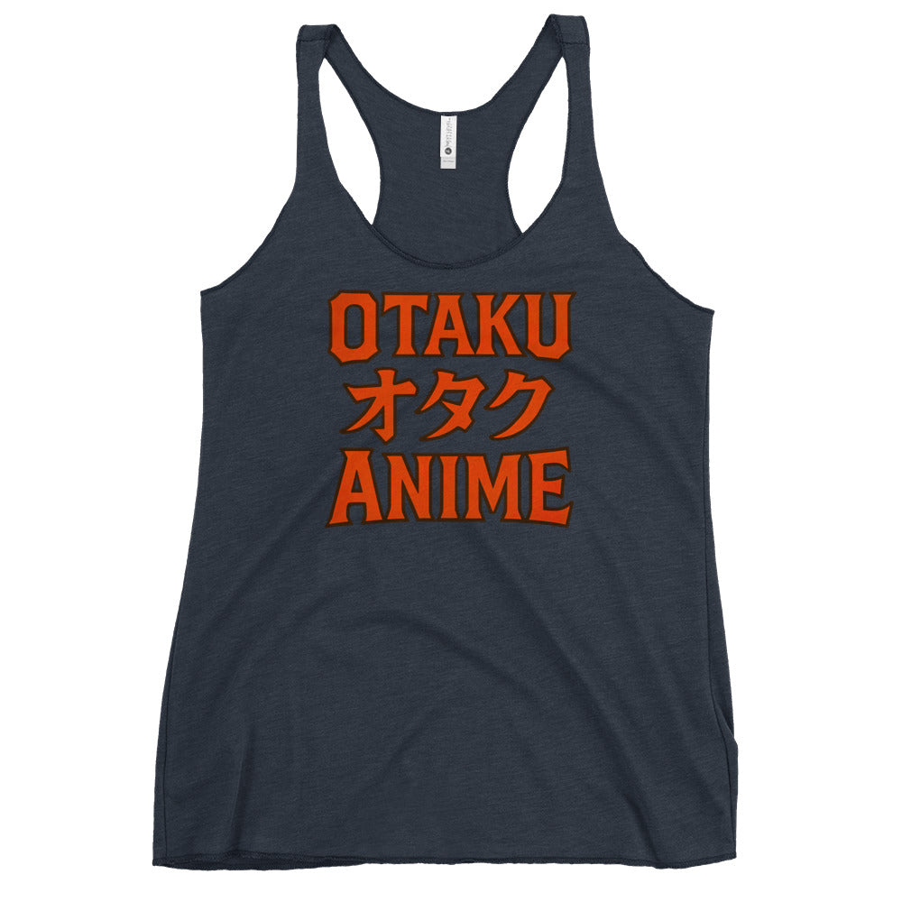 Otaku オタク Anime graphic on women's racerback tank, front view