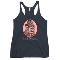Vlad the Impaler graphic on women's racerback tank, front view