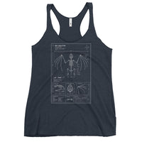 Bat Skeleton Blueprint graphic on women's racerback tank, front view