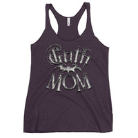 Goth Mom Bat graphic on women's racerback tank, front view
