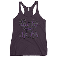 Goth Mom Bat graphic on women's racerback tank, front view