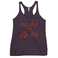 Goth Mom Bat graphic on women's racerback tank, front view
