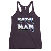 Metal Mom graphic on women's racerback tank, front view