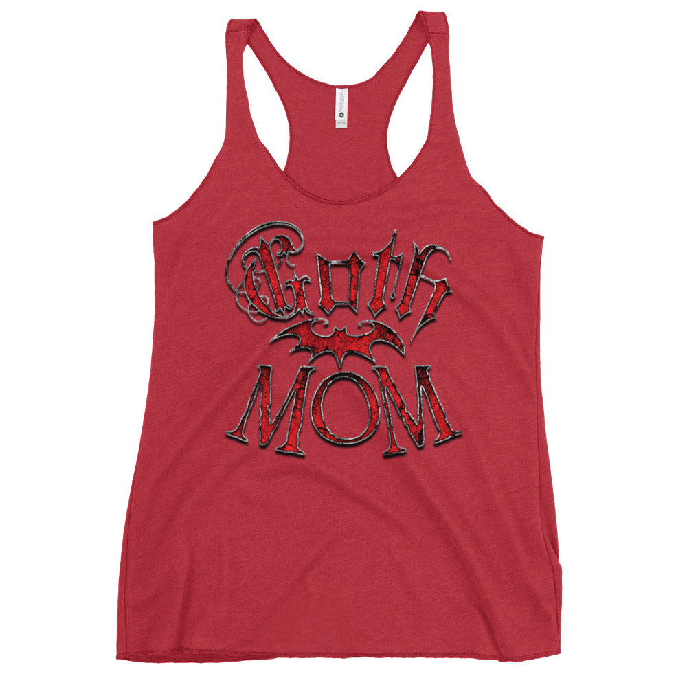 Red Goth Mom with Bat Mother's Day Women's Racerback Tank Top Shirt