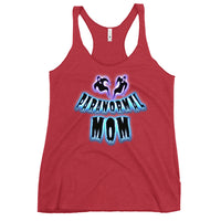 Paranormal Ghost Mom graphic on women's racerback tank, front view