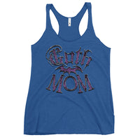 Goth Mom Bat graphic on women's racerback tank, front view