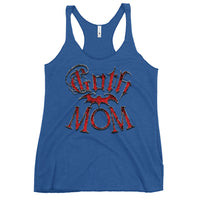 Goth Mom Bat graphic on women's racerback tank, front view