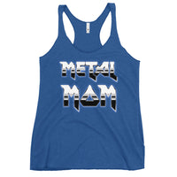 Metal Mom graphic on women's racerback tank, front view