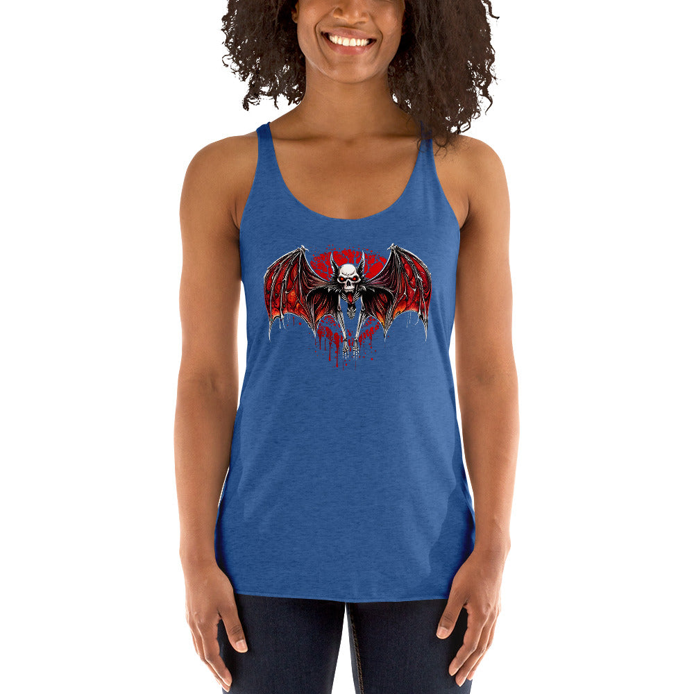 Blood Moon Demon Vampire Bat Halloween Women's Racerback Tank Top Shirt