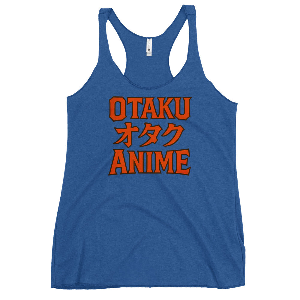 Otaku オタク Anime graphic on women's racerback tank, front view